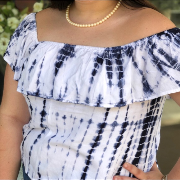 Tie Dyed Off the Shoulder Bohemian Top - Picture 1 of 1